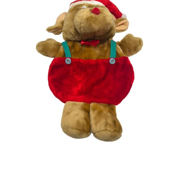 Rennoc Santa's Best Large 23” Reindeer Christmas Stocking 3D Plush w Overalls - Picture 2 of 4